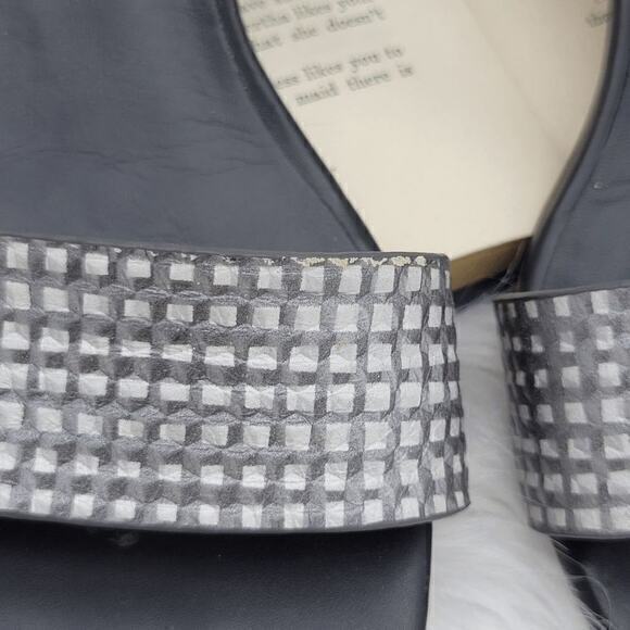 Vince Checkered Rita Block Heel Leather Sandals Size US 8M‎ EU 38 - Picture 11 of 12